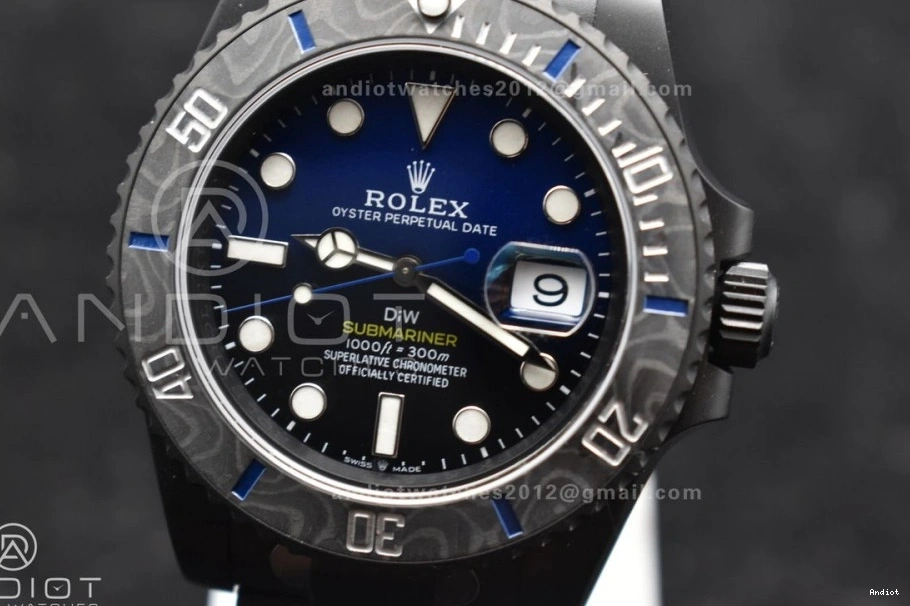DLC DIW VS3135 on VSF Submariner DLC Blue Bracelet Sandblasted Edition 1:1 Best Dial Black 0129